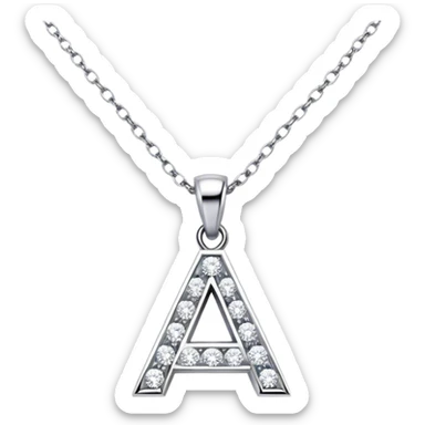 Diamond necklace with the small letter A pendant  sticker