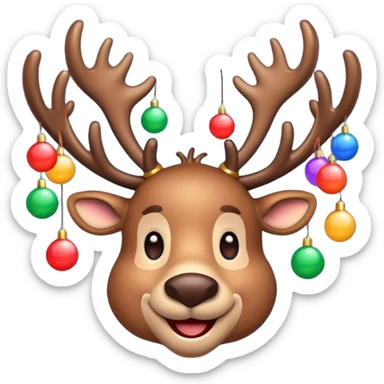 Τον Rudolf που χαμογελαει και με πολλά πολύχρωμα στρογγυλα λαμπιόνια στα κερατάκια του σε τυχαίες θεσεις sticker