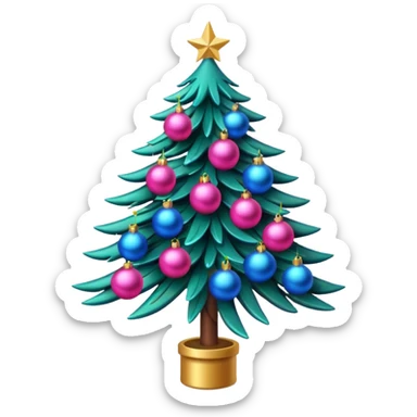 A Christmas tree pink and blue ornaments  sticker