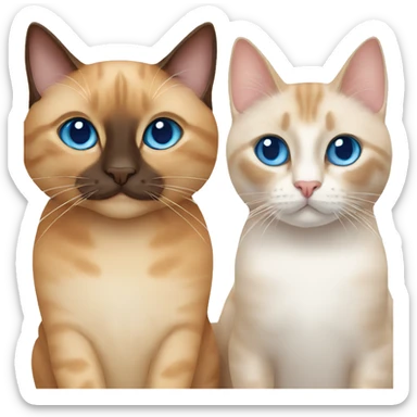 two cats, one siamese catwith blue eyes and ginger cat sticker