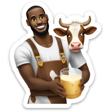 LeBron milking a cow sticker