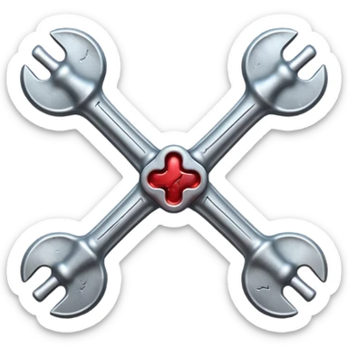 Emoji-style metallic bones with traces of blood, steel texture, dark dramatic tone, clean background sticker