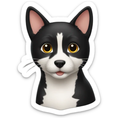 a black cat with a shiba inu sticker