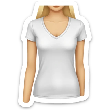 single white fitted v-neck t-shirt, cropped length, simple clean isolated garment only, no accessories, plain white background sticker