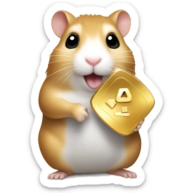 A hamster holding youtube gold play button award sticker