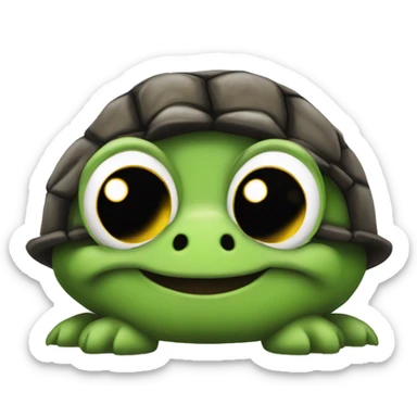 Turtle with braces with long nails messy bun long lashes  sticker