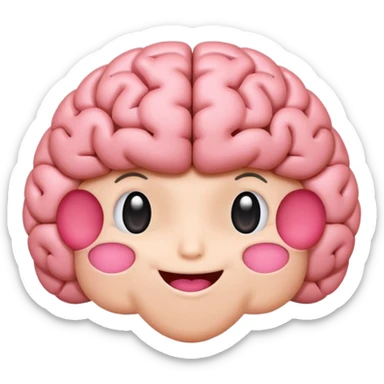 brain with cute face sticker