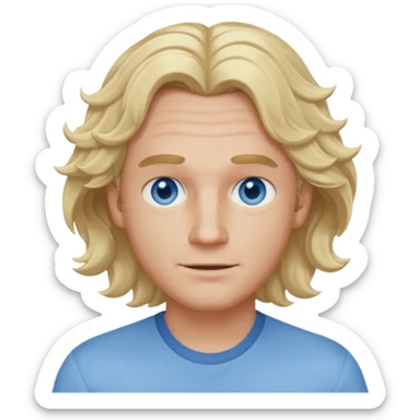 Mike Gallagher from Summer of Fear with blonde wavy hair, light blue outfit, white and blue eyes sticker