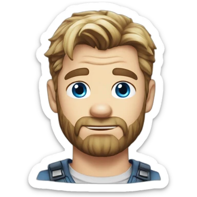 chris-hemsworth blue eyes cartoon wearing shirt sticker