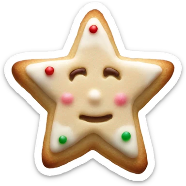 Single Christmas Cookie star shaped sugar glazed  sticker