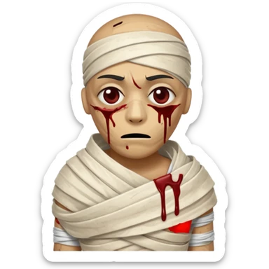 halloween mummy with blood stains semi-covered eyes sticker
