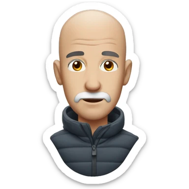 A bald man freezing in the snow sticker