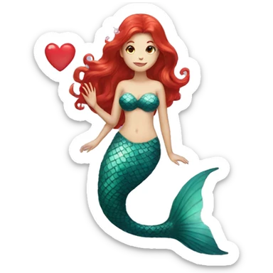 mermaid with red hair with a heart sticker
