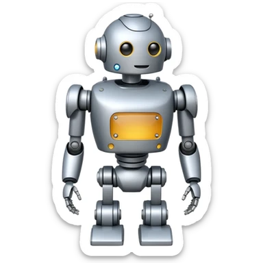 Pregnant male robot. Profile view. Facing left. 2 dimensional emoji style. As though it was made with microsoft paint. sticker