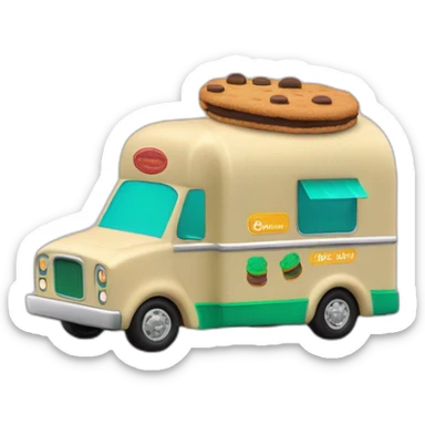 Girl scout cookie truck in the shape of a cookie like the oscar mayer weiner mobile in thin mint coloring sticker