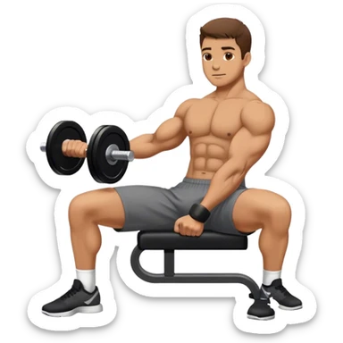 man seated weighted wrist curl sticker