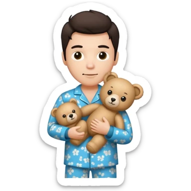 rock & roll fan wearing pajamas and holding a teddy bear sticker