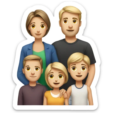 Caucasian family of eight with mom, dad,  three boys, three girls sticker
