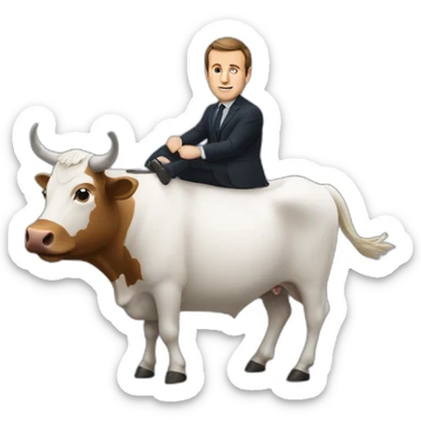 Macron sur une vache sticker