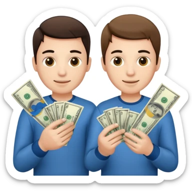 Two young guys holding money in their hands sticker