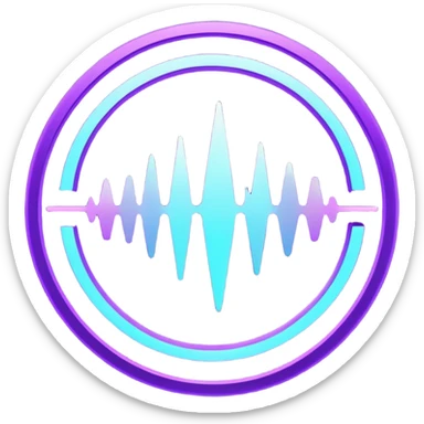 futuristic minimalistic logo icon, glowing soundwave and pulse symbol forming abstract circle, neon purple (#8B5CF6) and cyan (#00E0FF) light, representing NoizeGames team rhythm and creativity, dark background, no face, 1:1 aspect ratio sticker