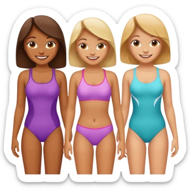 make three girls in bathing suits sticker