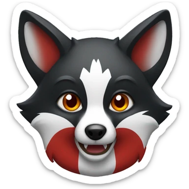 black fox with red and white accents sticker
