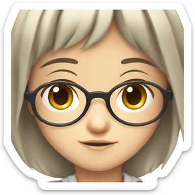 Little cute girl anime with glasses  sticker