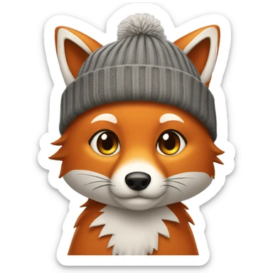 Fox wearing a beanie sticker