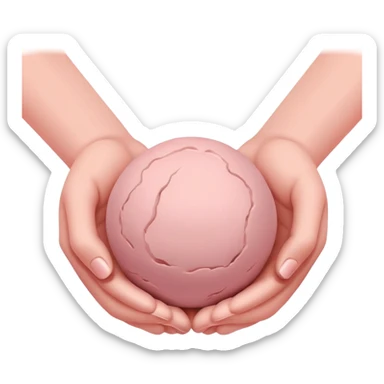 two hands kneading a small pink ball of clay sticker