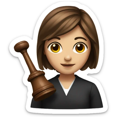 Brown haired girl with gavel sticker