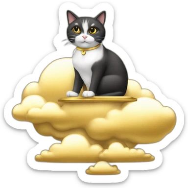 cat secretary sitting on top of the gold cloud sticker
