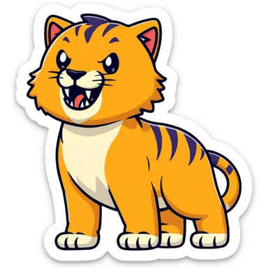 saber-toothed cat with massive, dramatically elongated canine teeth that extend well below the chin sticker