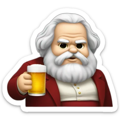 fat karl marx drinks beer sticker