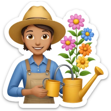 gardener with flowers sticker