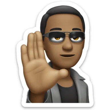 Neo from matrix, holding up handpalm sticker