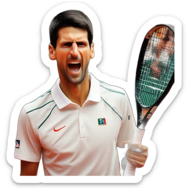 novak djokovic when he win roland garros sticker