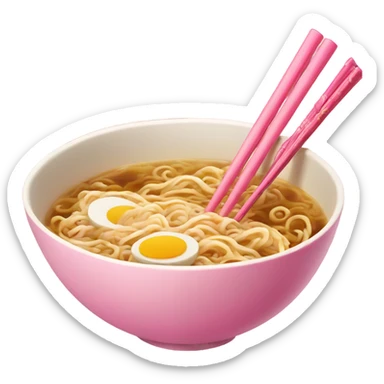 traditional ramen, pink and gold bowl, gold chopsticks sticker