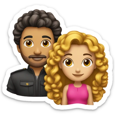 Pareja de chico de pelo rizado y chica pelinegra sticker