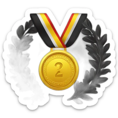 medal with a black and yellow ribbon sticker