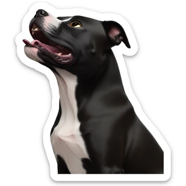 black staffordshire terrier howling at moon sticker
