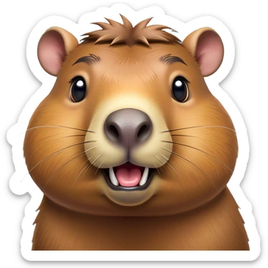 Cinematic Comical Capybara Portrait Emoji, Head tilted dramatically with an exaggeratedly shocked expression, featuring a robust, rotund build and a distinct capybara head with a broad snout and small ears, with wide, comically expressive eyes full of humorous disbelief, Simplified yet hilariously expressive features, highly detailed, glowing with a slightly sassy natural glow, high shine, dramatic yet playful, stylized with an air of quirky charm, soft glowing outline, capturing the essence of a meme-worthy capybara that looks ready to side-eye its way into viral fame! sticker