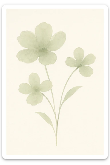 green flowers in watercolor style sticker