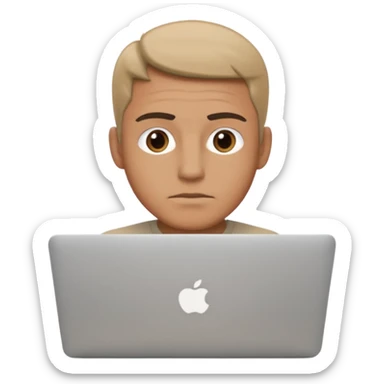 a man behind mackbook the man being little visible form the frony sticker