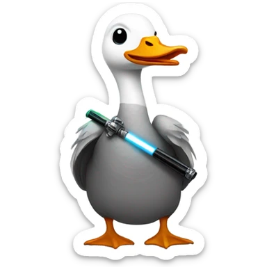 Goose holding a lightsaber  sticker
