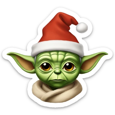 Yoda with a chritsmas hat sticker
