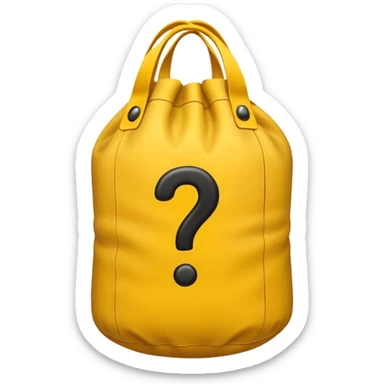 heavy bag printed with overstuffed with yellow question marks sticker