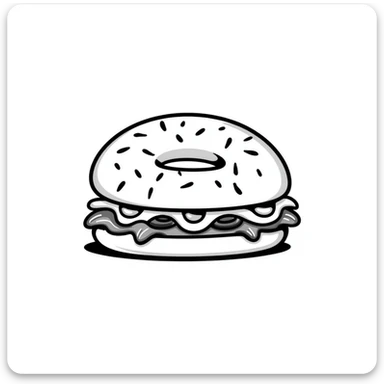 bagel sandwich with eggs and vegetables, hand-drawn doodle, Pinterest vibe sticker