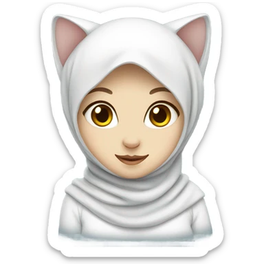 Cute white kitty with hijab sticker