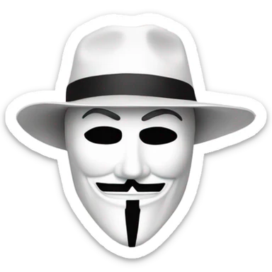 white hat hacker with anonymous mask sticker